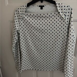 Ann Taylor
White and Dark Teal spotted “emblems” Women's Top
Size S